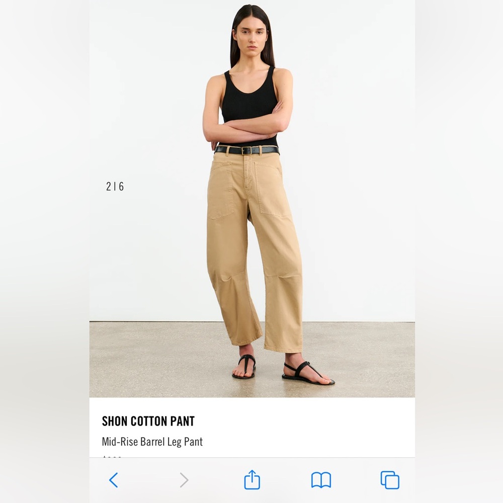 Nili Lotan mid rise Barrel leg Pant in Rock Kaki size 8